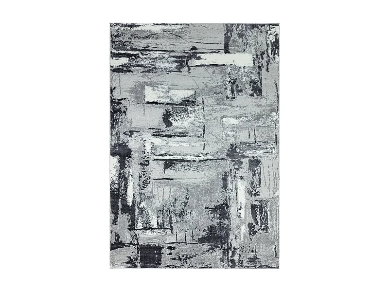 Abstract tapijt - 200x290cm - grijs, wit, zilver, zwart - Orion Décor