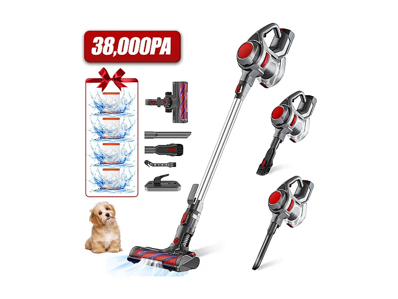 Hiazurm Aspirateur sans fil- 360W - Aspirateur sans fil - Batterie 2200 mAh - 50 minutes - Bac à poussière de 1,3 L - Pour tapis et sols durs