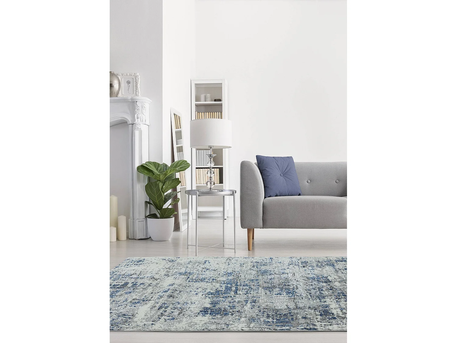 Tapis Abstrait - 200x290cm - blanc, bleu, gris - Orion Abstract Blue