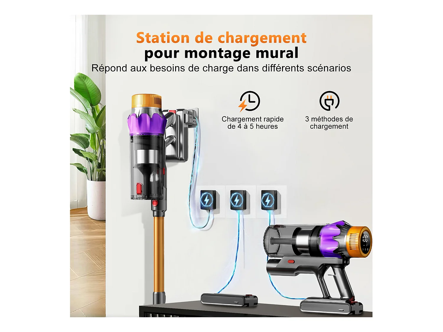 Hiazurm Aspirateur Balai Sans Fil - 65000 Pa - 3 Modes d’Aspiration - Affichage LED - 20-70 Min d’Autonomie - 1,8 L - Avec Brosse pour Meubles - 550W