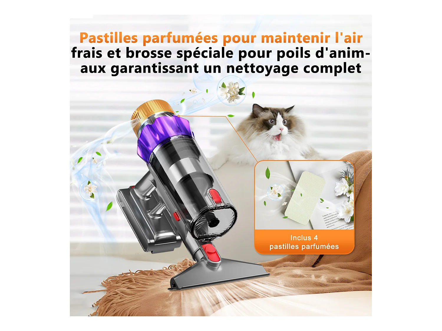 Hiazurm Aspirateur Balai Sans Fil - 65000 Pa - 3 Modes d’Aspiration - Affichage LED - 20-70 Min d’Autonomie - 1,8 L - Avec Brosse pour Meubles - 550W