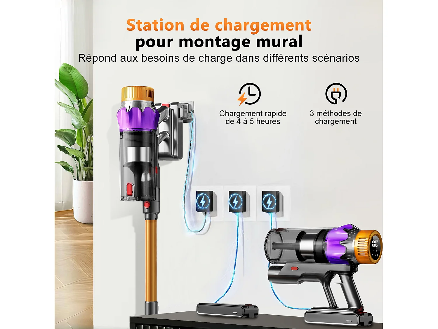 Hiazurm Aspirateur Balai Sans Fil - 65000 Pa - 3 Modes d’Aspiration - Affichage LED - 20-70 Min d’Autonomie - 1,8 L - Avec Brosse pour Meubles - 550W