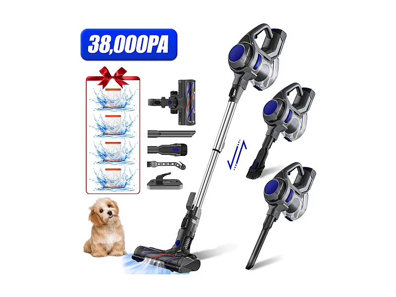 Hiazurm Aspirateur Balai - Aspirateur Sans Fil - Batterie 2200 mAh - 50 Minutes d’Autonomie - Bac à Poussière 1,3 L - Pour Tapis et Sols Durs