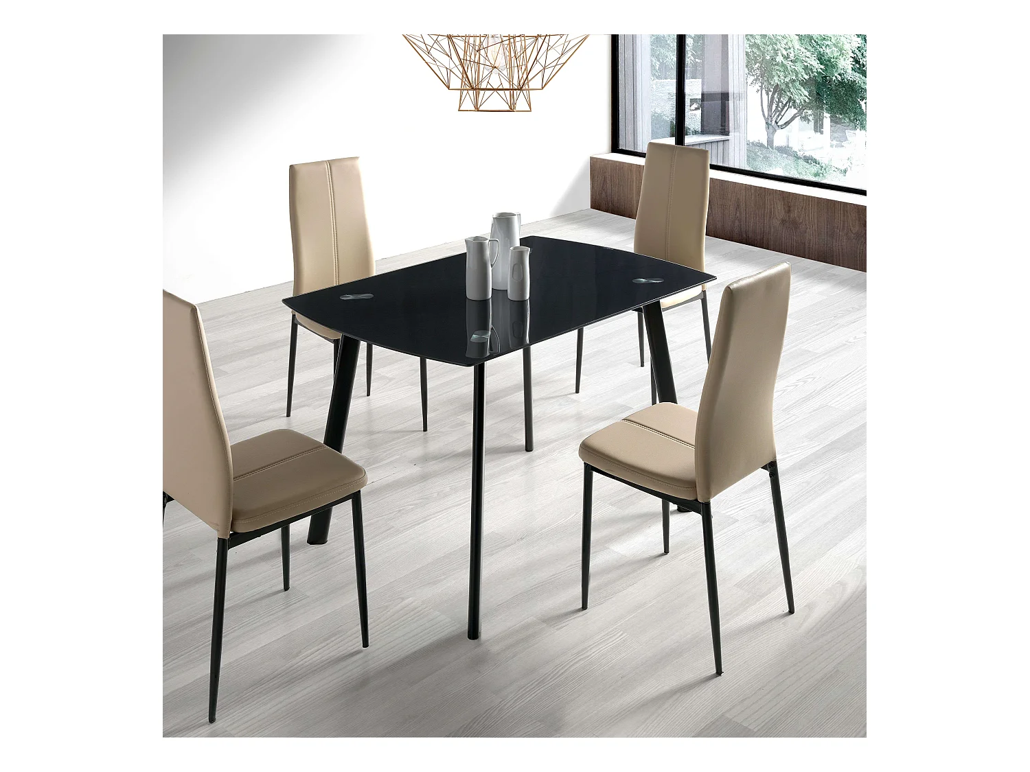 Pack 4 sillas Polipiel Brea Capuchino Comedor Salón 98x42x47 cm