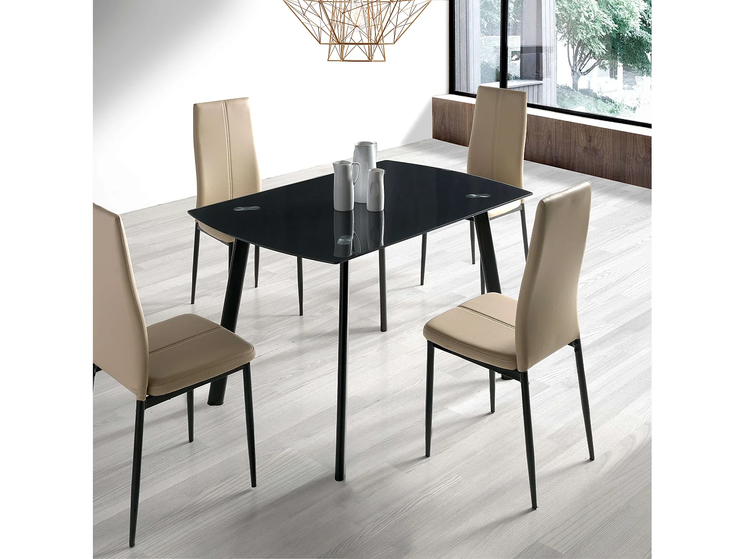 Pack 4 sillas Polipiel Brea Capuchino Comedor Salón 98x42x47 cm