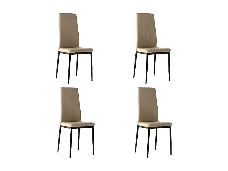 Pack 4 sillas Polipiel Brea Capuchino Comedor Salón 98x42x47 cm
