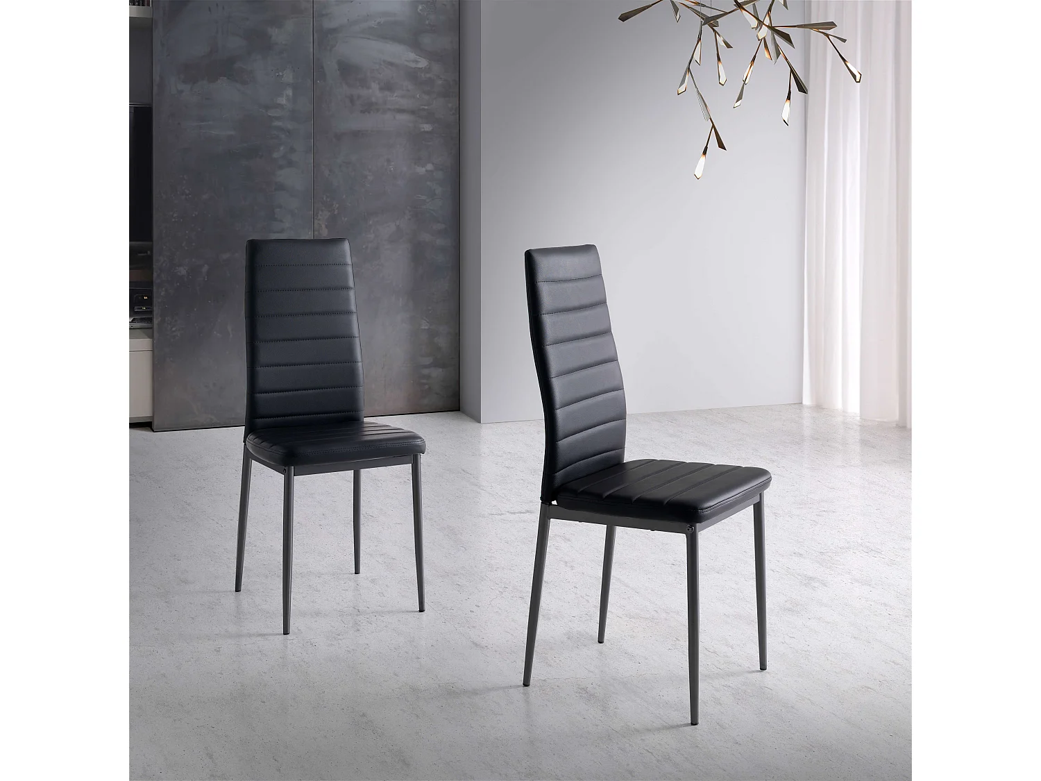 Pack de 2 Sillas negras para Salón Comedor, Sillas Avat Estilo Moderno 43x93x43 cm