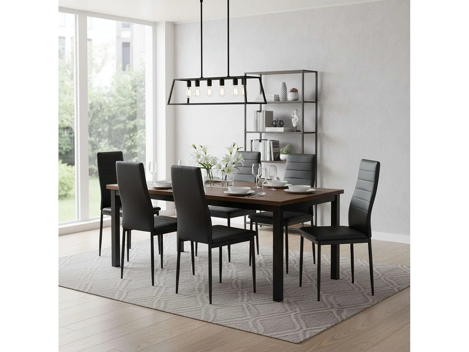 Pack de 2 Sillas negras para Salón Comedor, Sillas Avat Estilo Moderno 42x96x52 cm