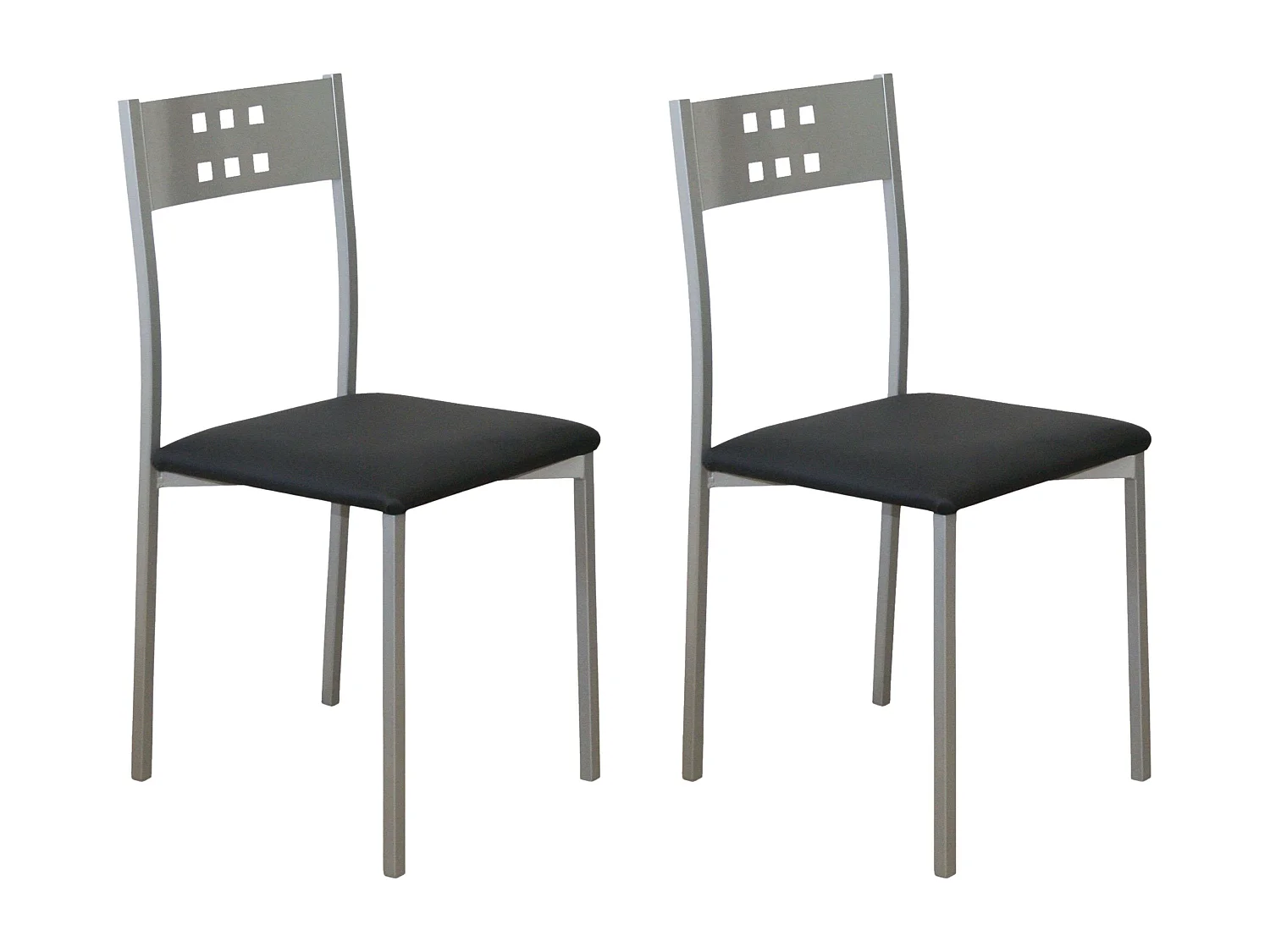 Pack 2 Sillas Costa Metal Polipiel Cocina Comedor Negro 86x47x41 cm
