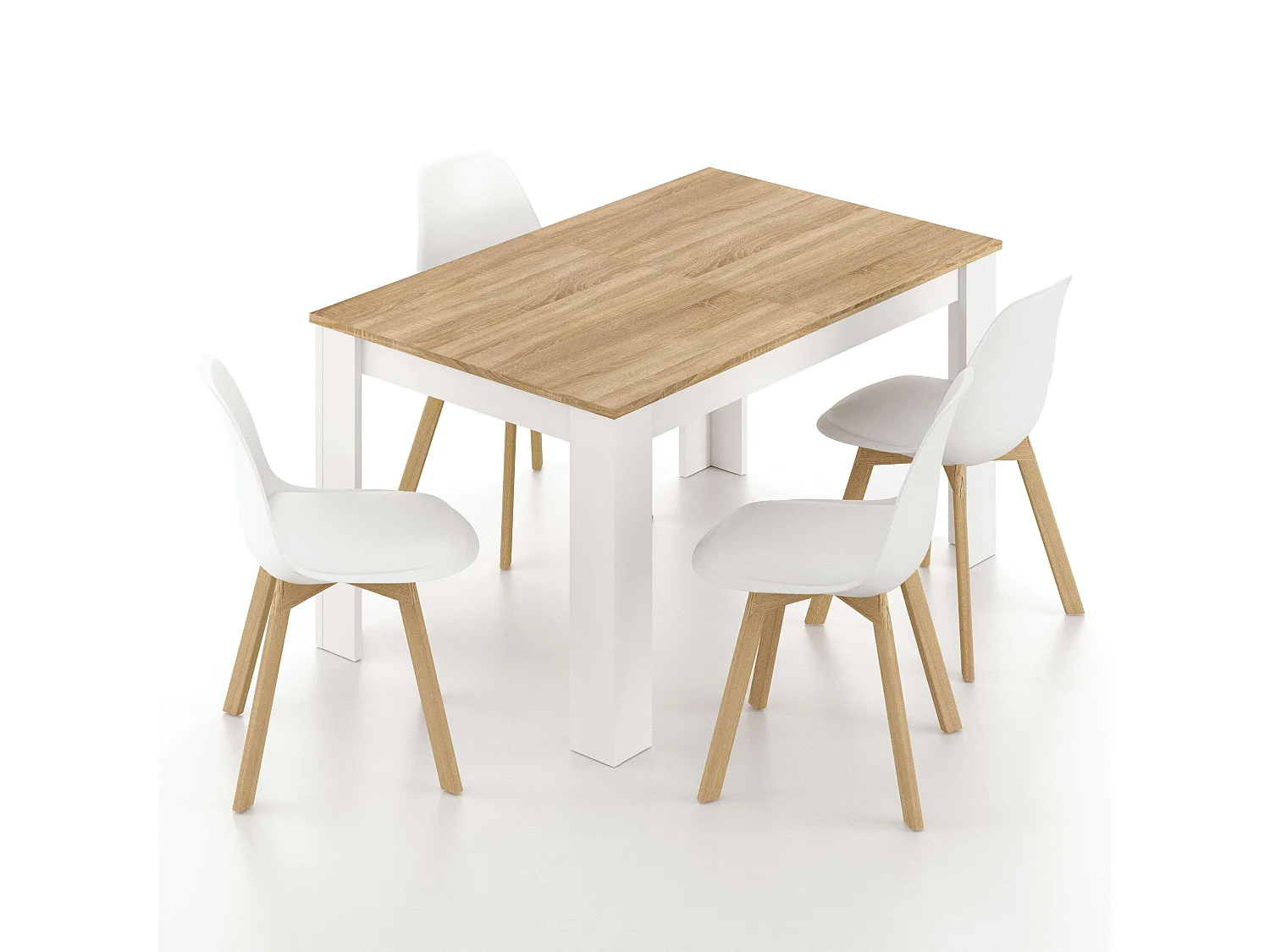 Pack 2 Sillas Nórdic Estilo Nórdico Blanco y Roble 83x49x56 cm