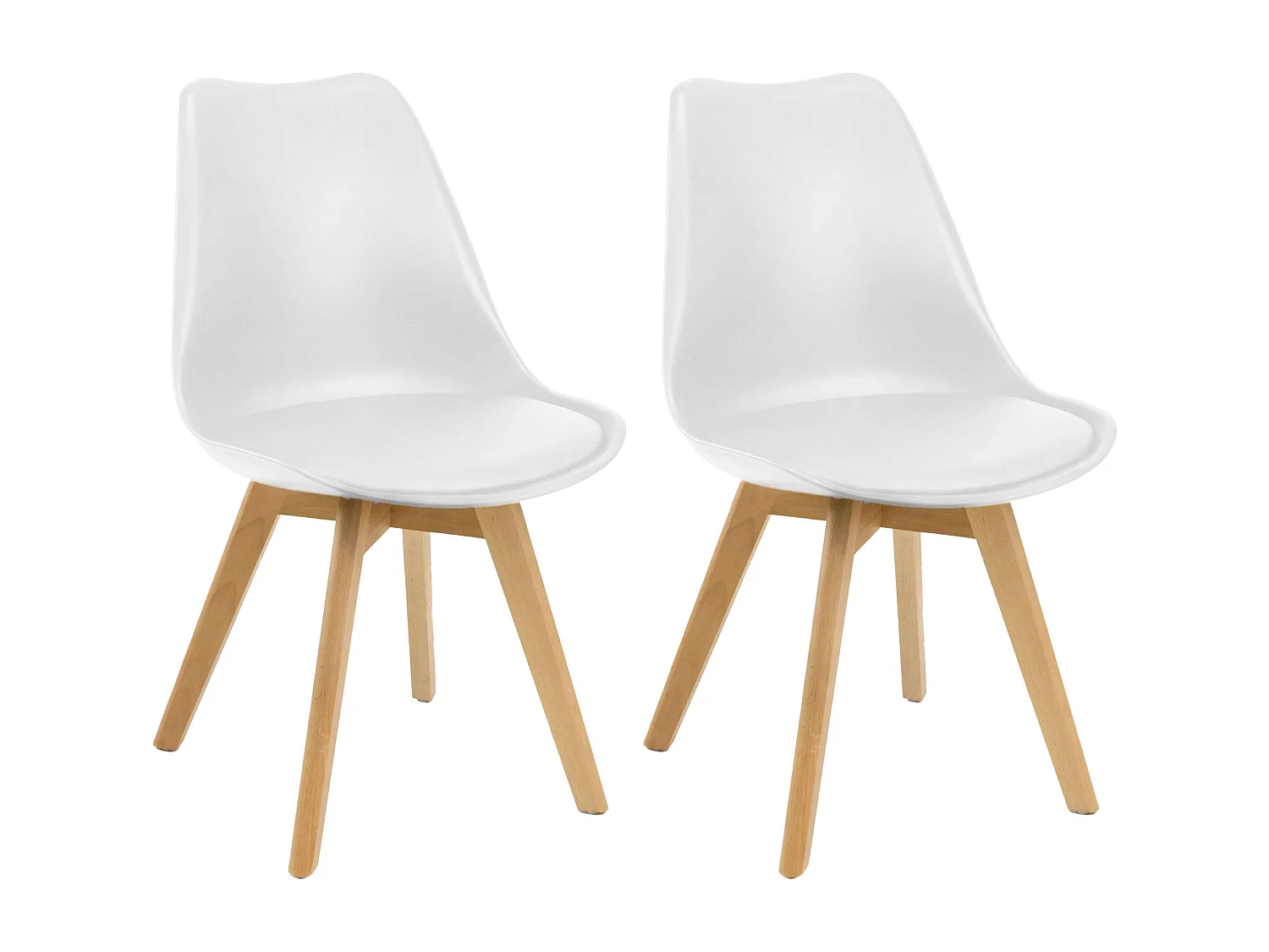 Pack 2 Sillas Nórdic Estilo Nórdico Blanco y Roble 83x49x56 cm