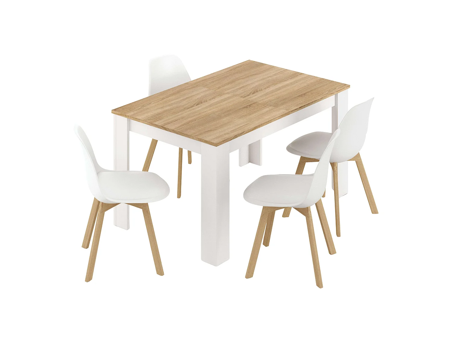 Pack 2 Sillas Nórdic Estilo Nórdico Blanco y Roble 83x49x56 cm