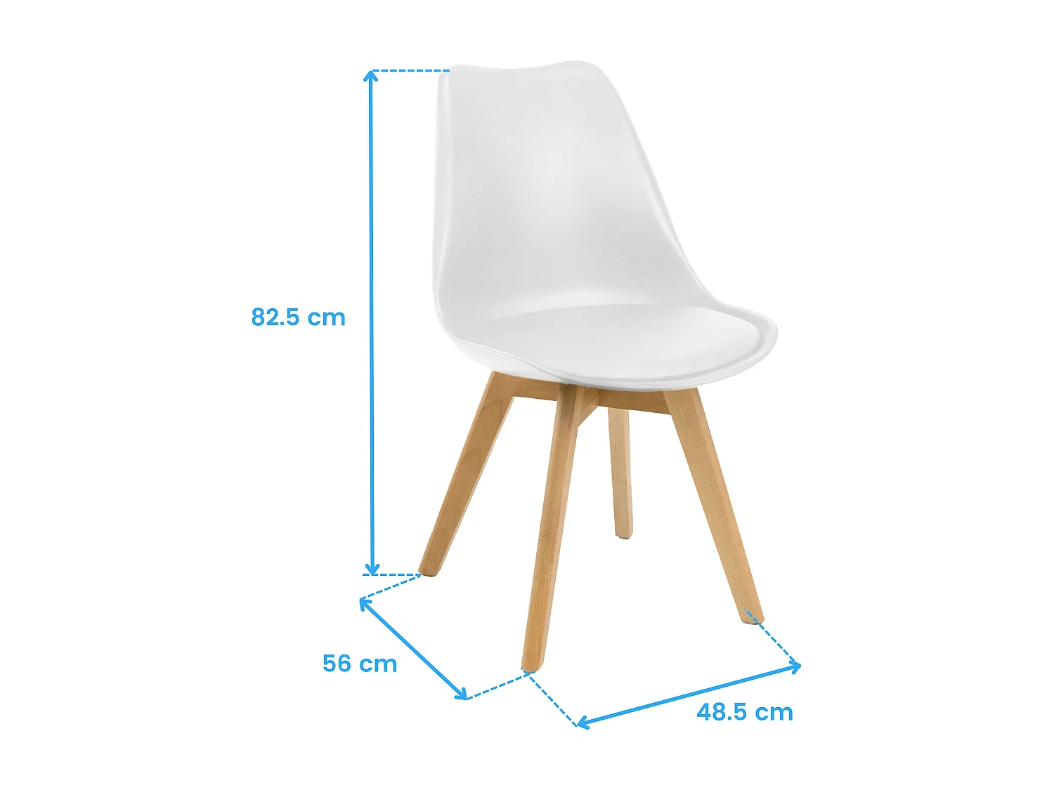 Pack 2 Sillas Nórdic Estilo Nórdico Blanco y Roble 83x49x56 cm