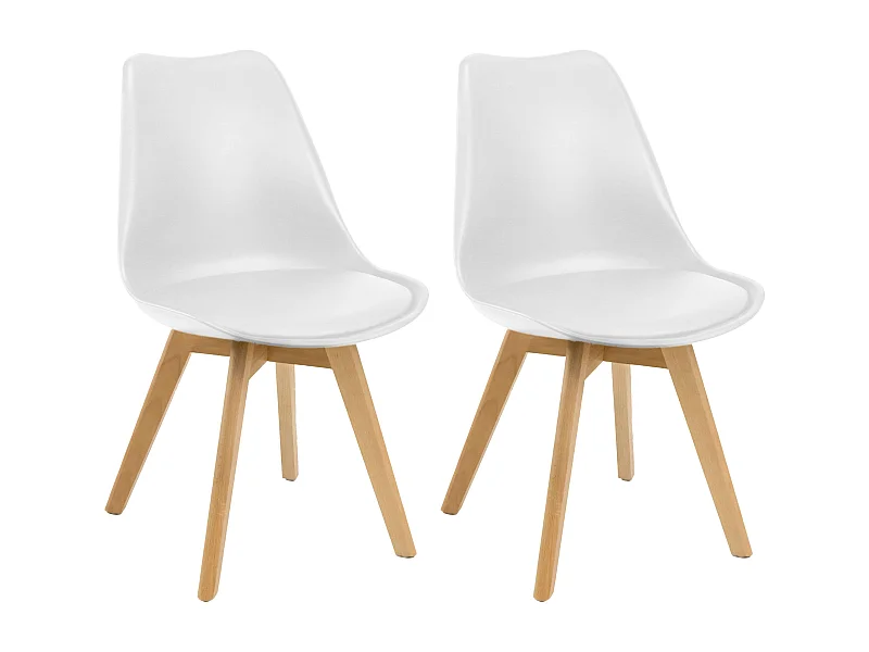 Pack 2 Sillas Nórdic Estilo Nórdico Blanco y Roble 83x49x56 cm