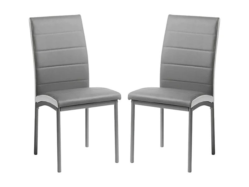 Pack 2 Sillas de Comedor Meli, Sillas Salón Polipiel Gris 45x92x54cm