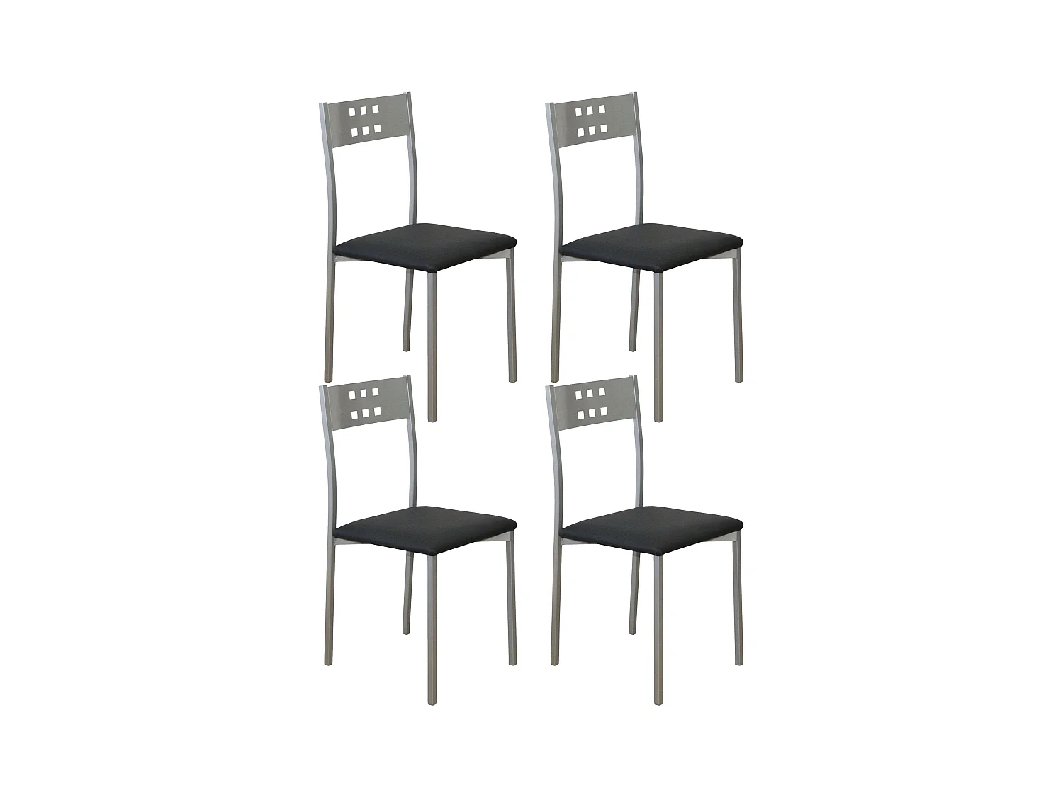 Pack 4 Sillas Costa Metal Polipiel Cocina Comedor Negro 86x47x41 cm