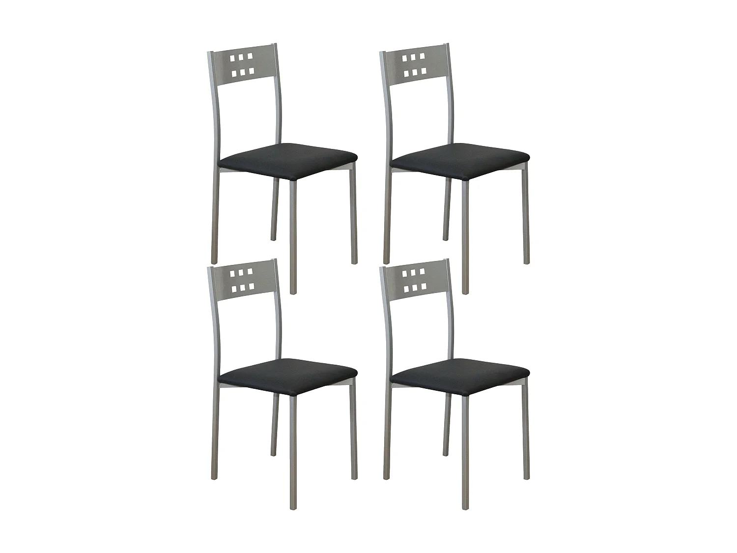 Pack 4 Sillas Costa Metal Polipiel Cocina Comedor Negro 86x47x41 cm