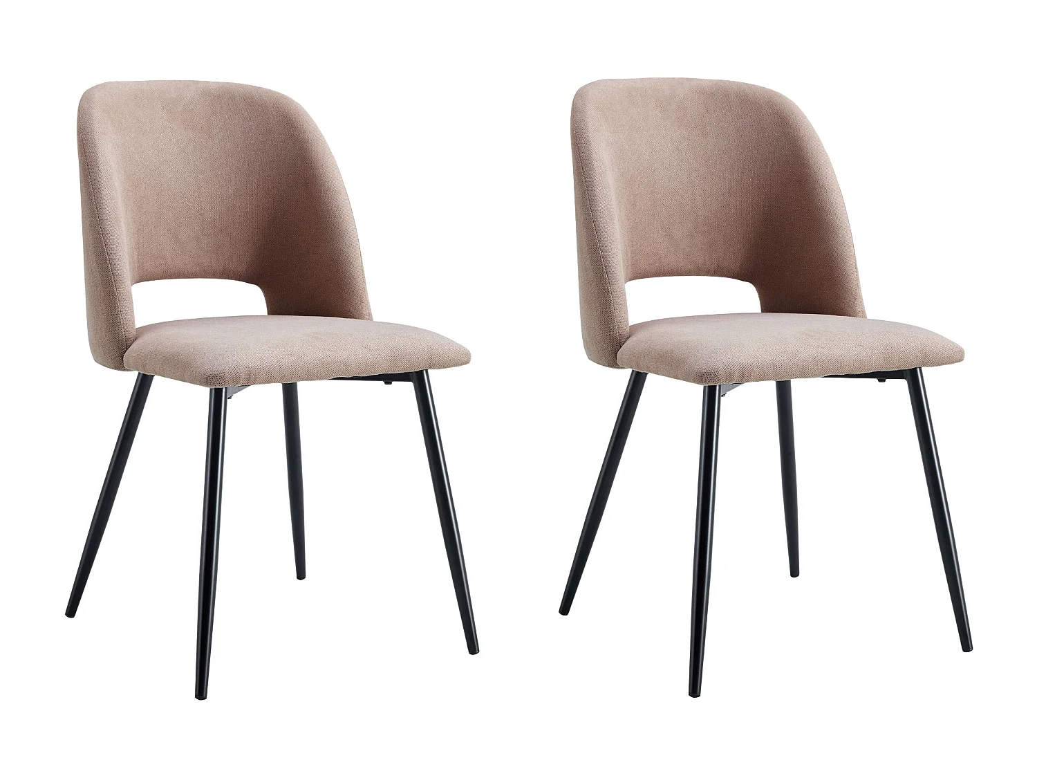 Pack 2 sillas Mos Moderno Beige Tapizadas Patas Metálicas Negro 58x86x50 cm