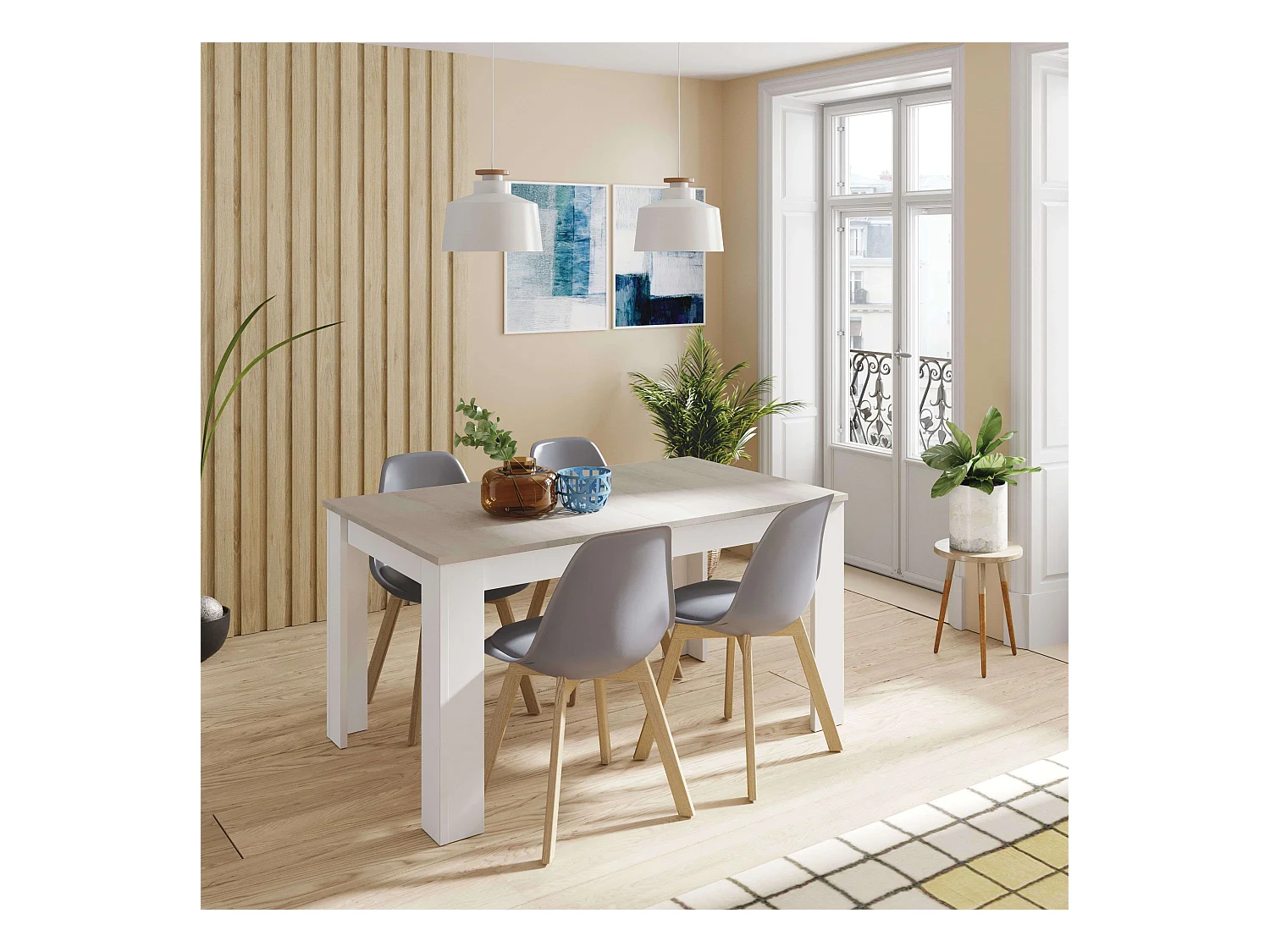 Sillas Comedor Bristo 4 Uds Contemporáneo Gris/Madera Haya 84x48x54 cm