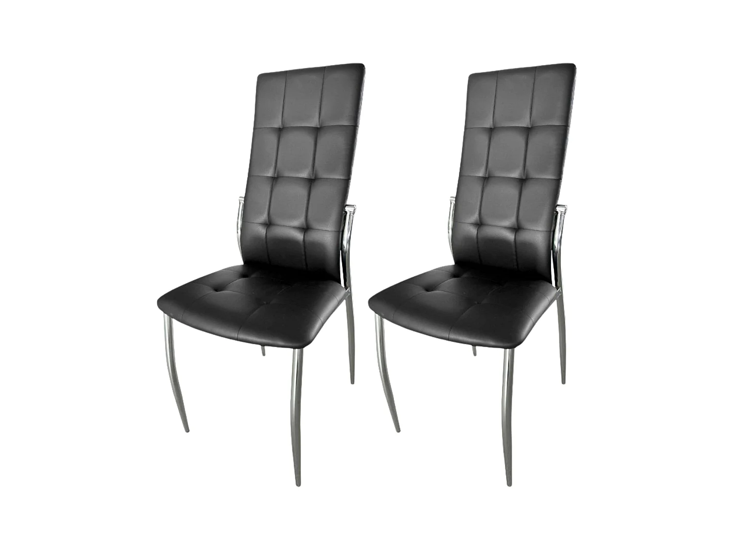 Pack de 2 Sillas de Comedor Salón Laci, Polipiel Cromadas Negro 45x101x51 cm