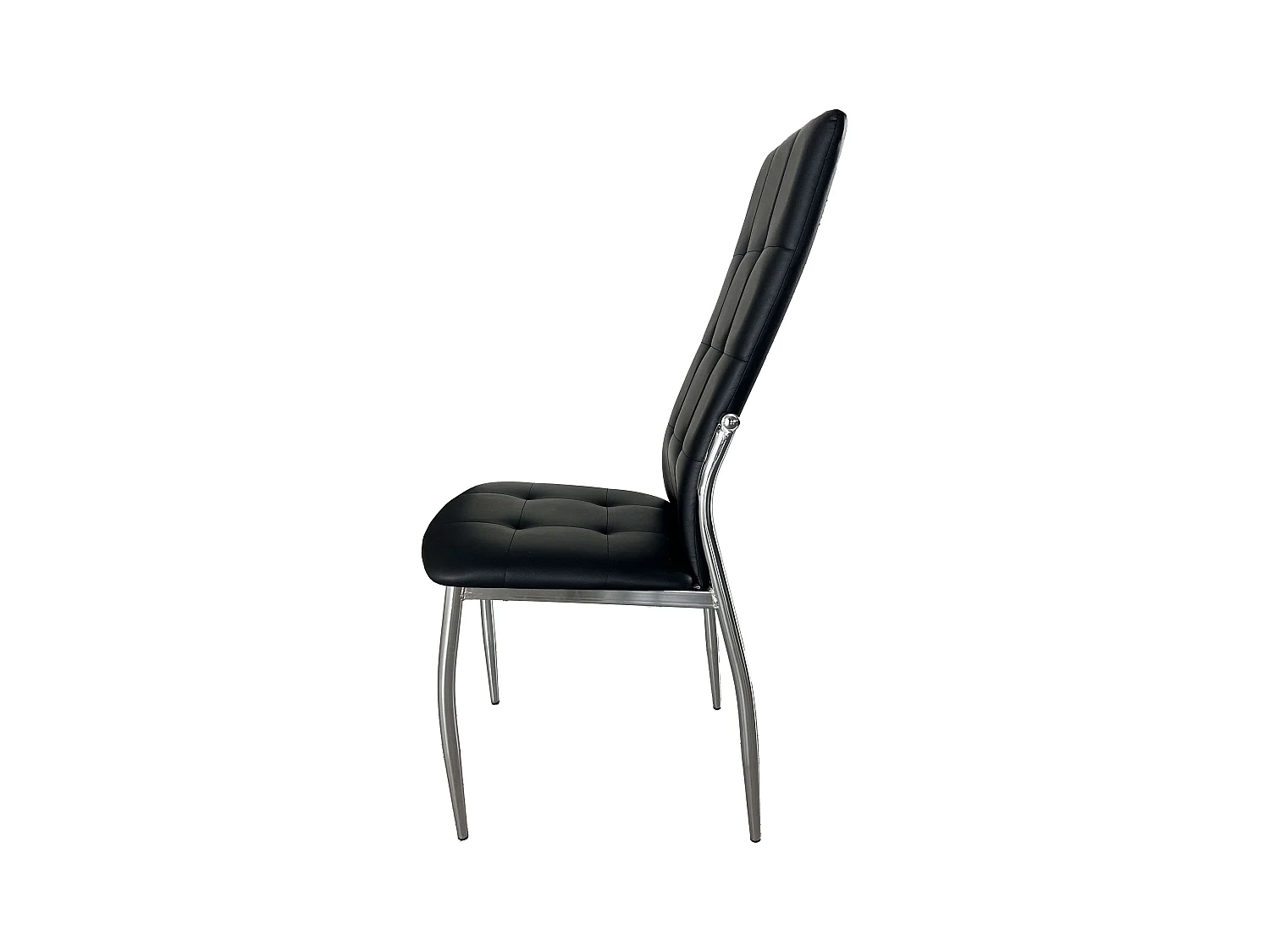 Pack de 2 Sillas de Comedor Salón Laci, Polipiel Cromadas Negro 45x101x51 cm