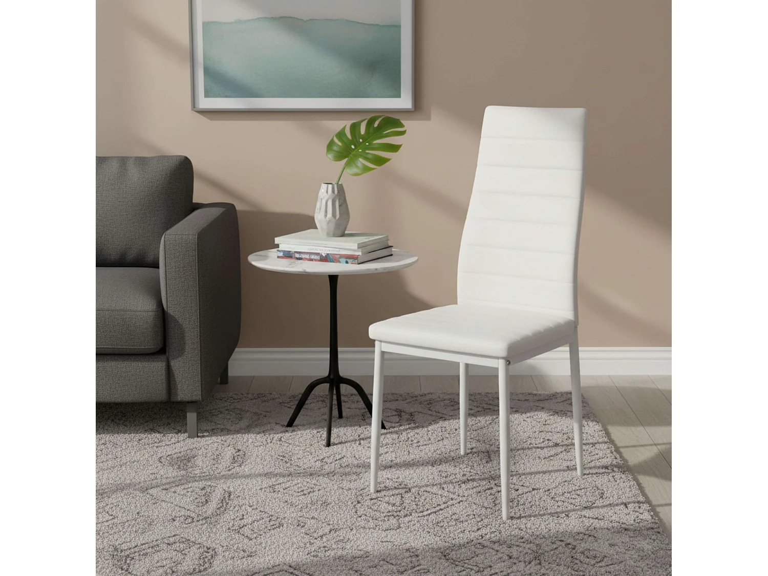 Pack de 4 Sillas blancas para Salón Comedor, Sillas Avat Estilo Moderno 42x96x52 cm