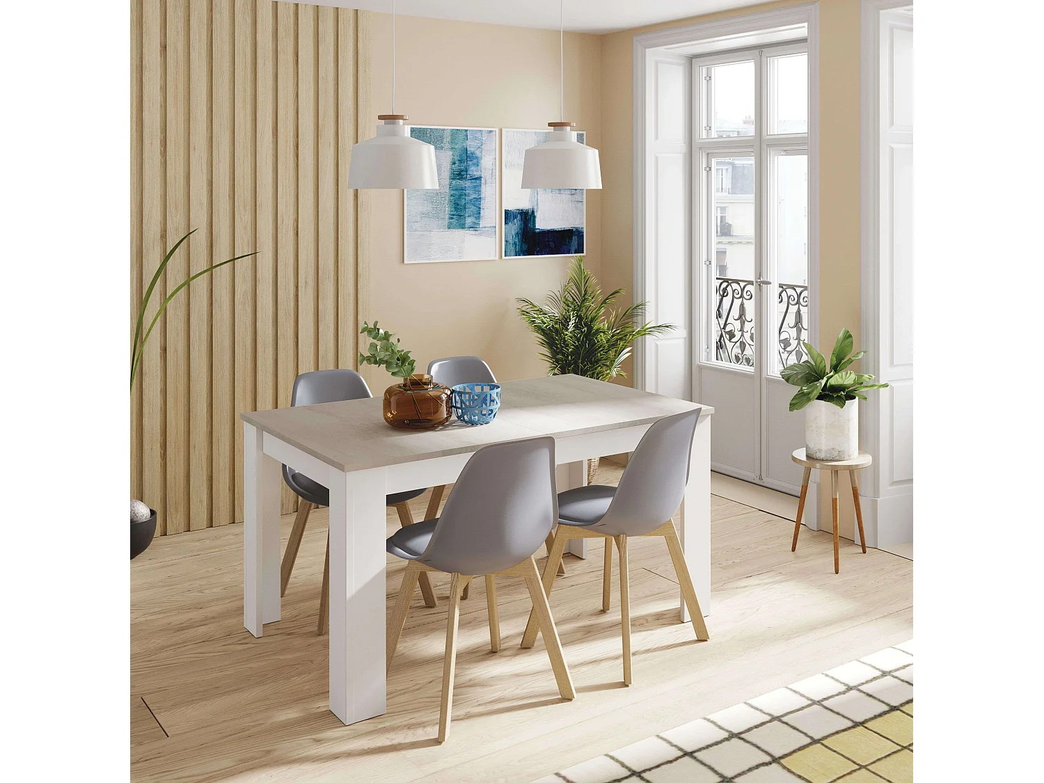 Pack 2 Sillas Bristo Gris Madera Haya 84x48x54 cm Salón Comedor