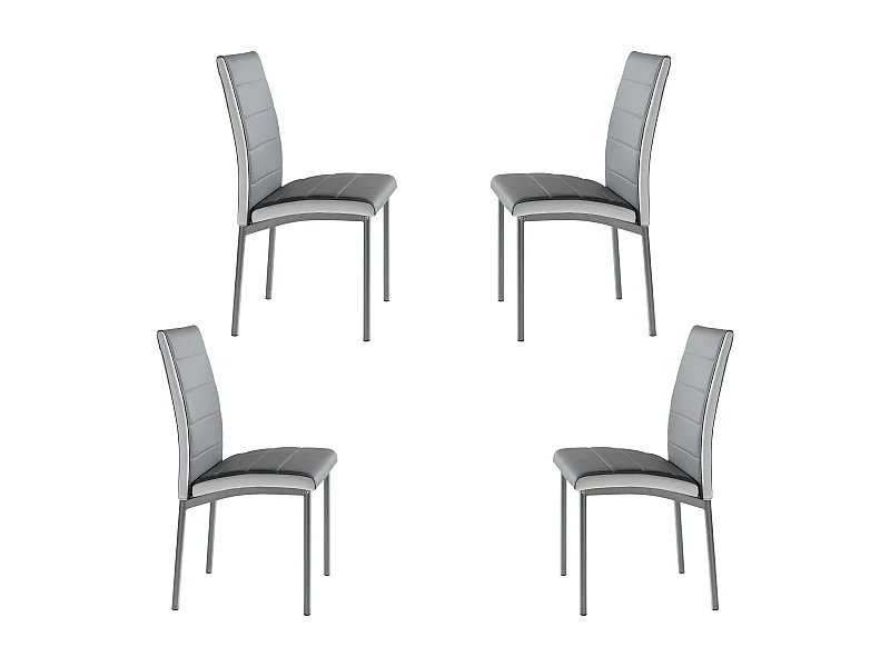 Pack 4 Sillas de Comedor Meli, Sillas Salón Polipiel Gris 45x92x54cm