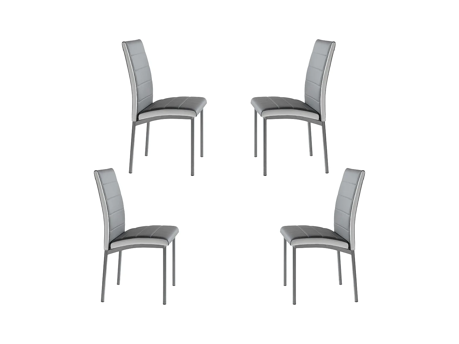 Pack 4 Sillas de Comedor Meli, Sillas Salón Polipiel Gris 45x92x54cm
