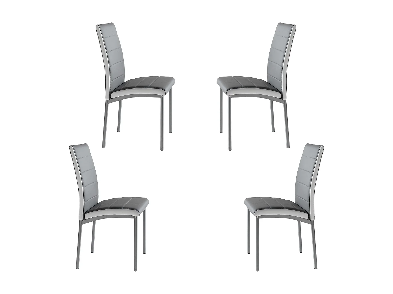 Pack 4 Sillas de Comedor Meli, Sillas Salón Polipiel Gris 45x92x54cm