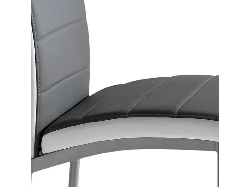 Pack 4 Sillas de Comedor Meli, Sillas Salón Polipiel Gris 45x92x54cm