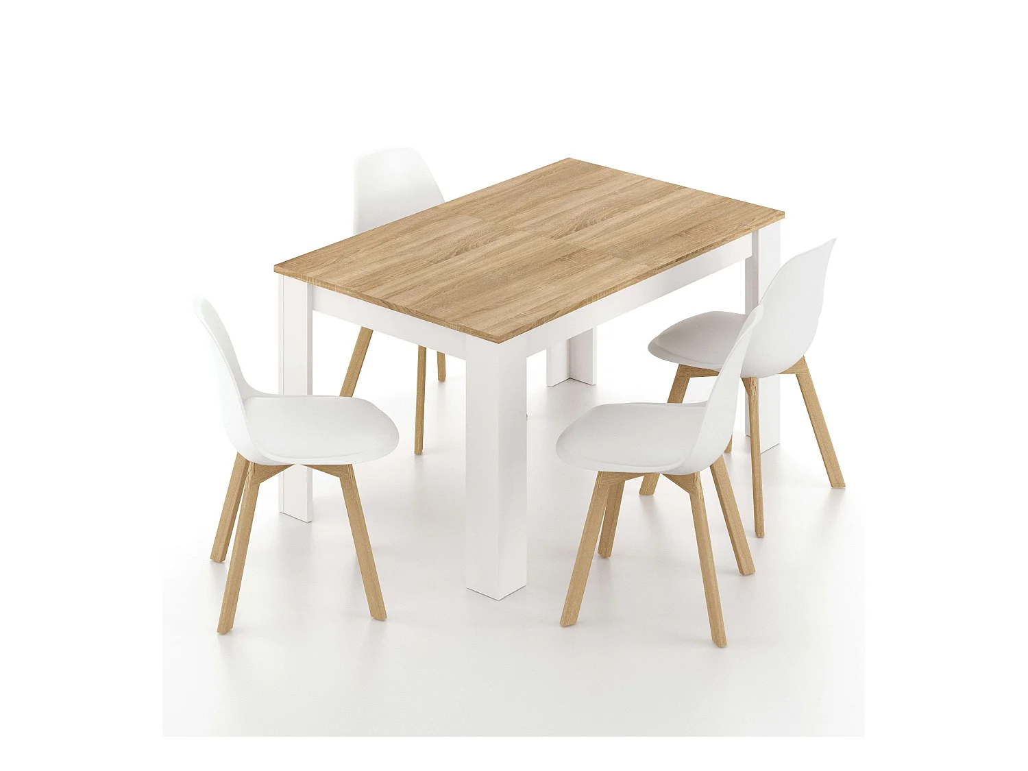 Pack 4 Sillas Nórdic Estilo Nórdico Blanco y Roble 83x49x56 cm