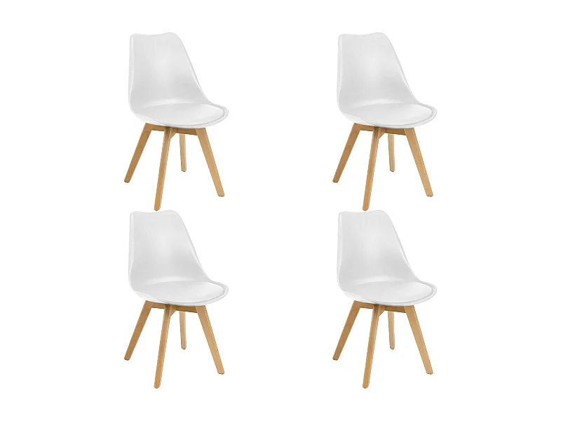 Pack 4 Sillas Nórdic Estilo Nórdico Blanco y Roble 83x49x56 cm