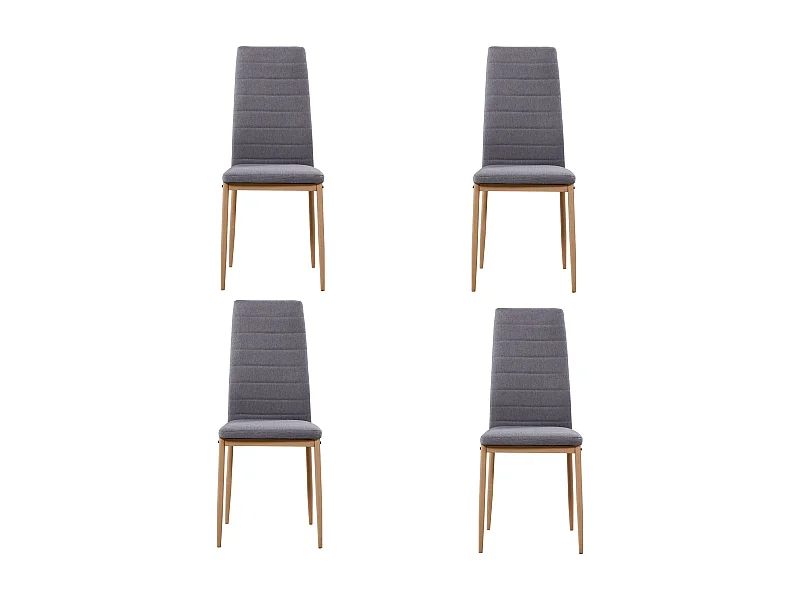 Pack 4 Sillas Comedor Cocina Modernas Tela Gris Patas Metal 98x42x48 cm