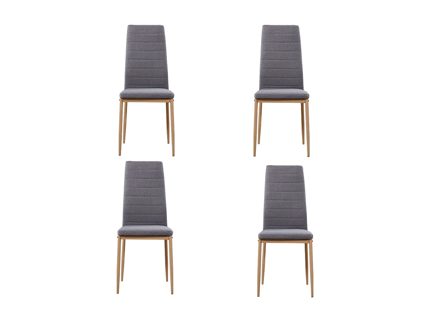 Pack 4 Sillas Comedor Cocina Modernas Tela Gris Patas Metal 98x42x48 cm