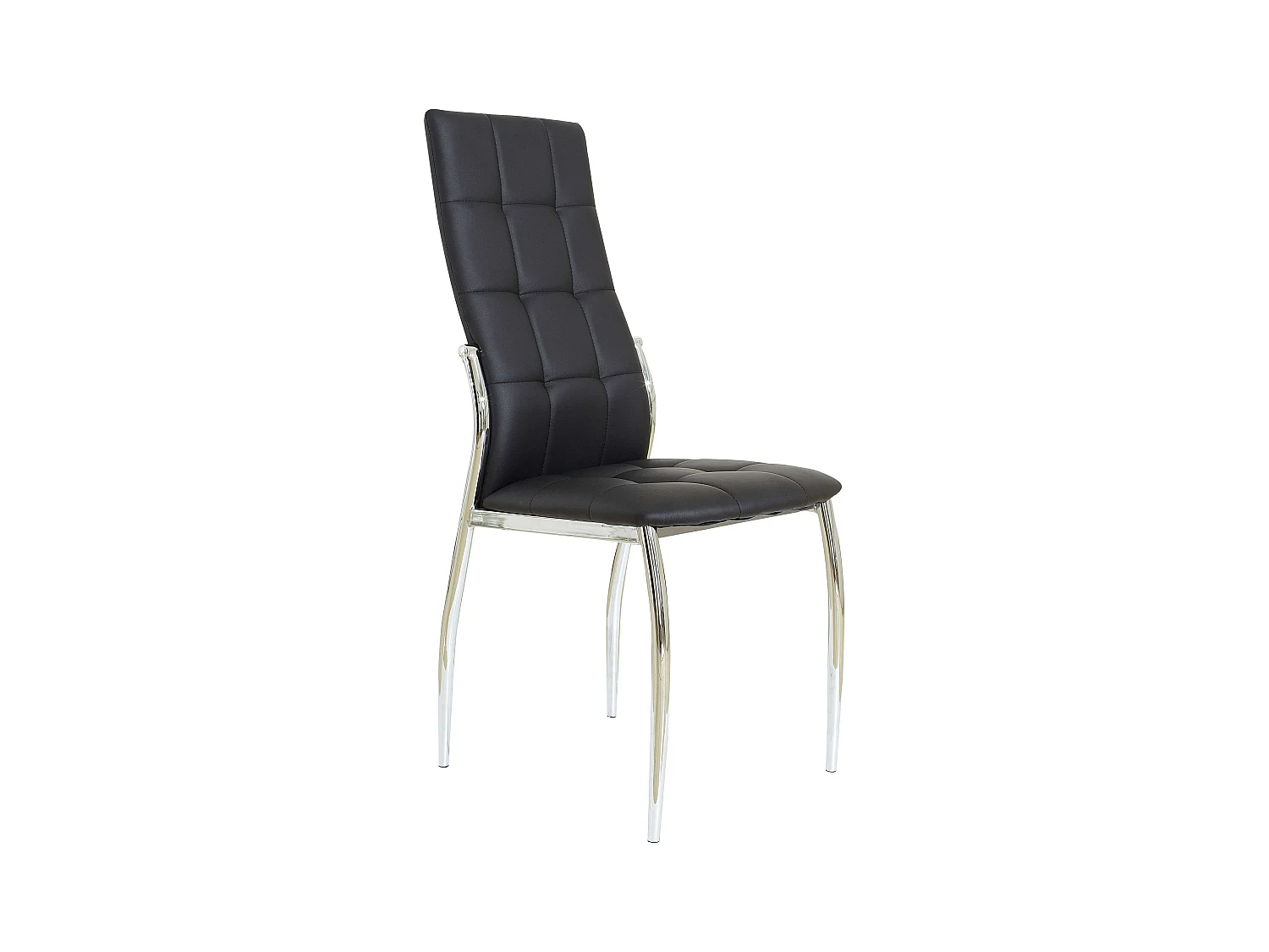 Pack de 4 Sillas de Comedor Salón Laci, Polipiel Cromadas Negro 45x101x51 cm