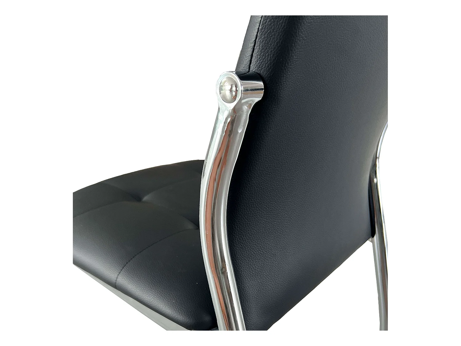 Pack de 4 Sillas de Comedor Salón Laci, Polipiel Cromadas Negro 45x101x51 cm