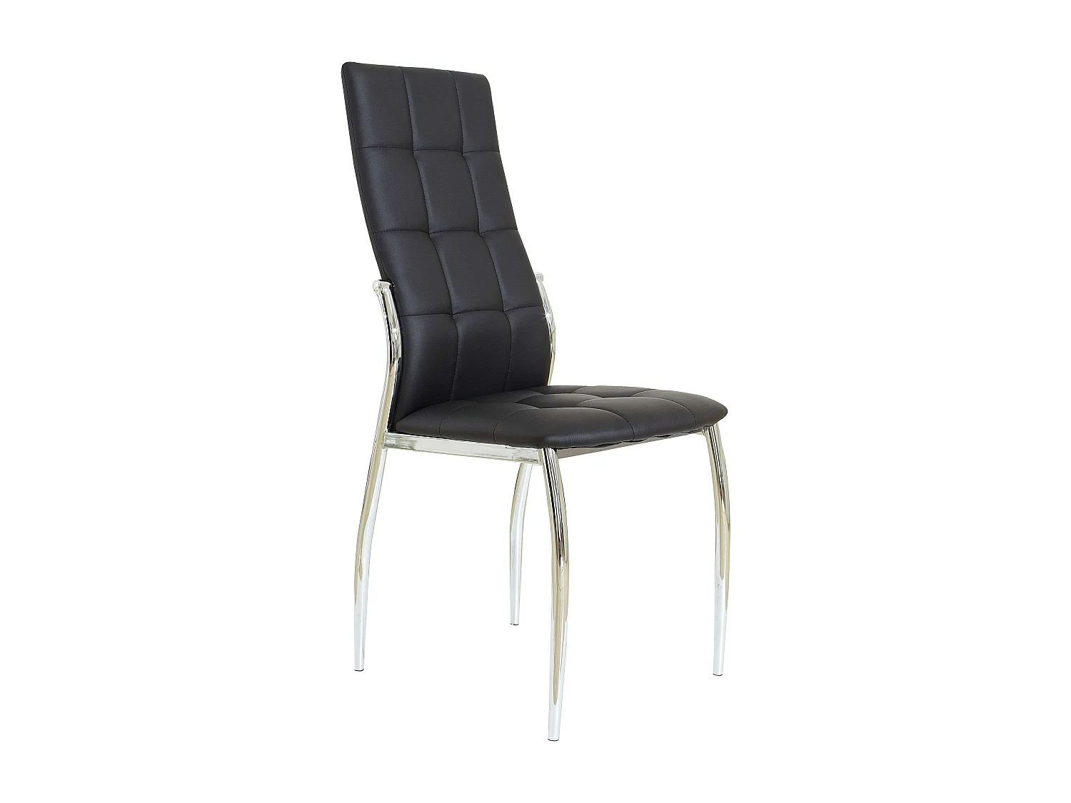 Pack de 4 Sillas de Comedor Salón Laci, Polipiel Cromadas Negro 45x101x51 cm