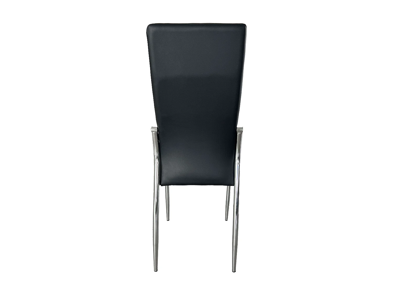 Pack de 4 Sillas de Comedor Salón Laci, Polipiel Cromadas Negro 45x101x51 cm
