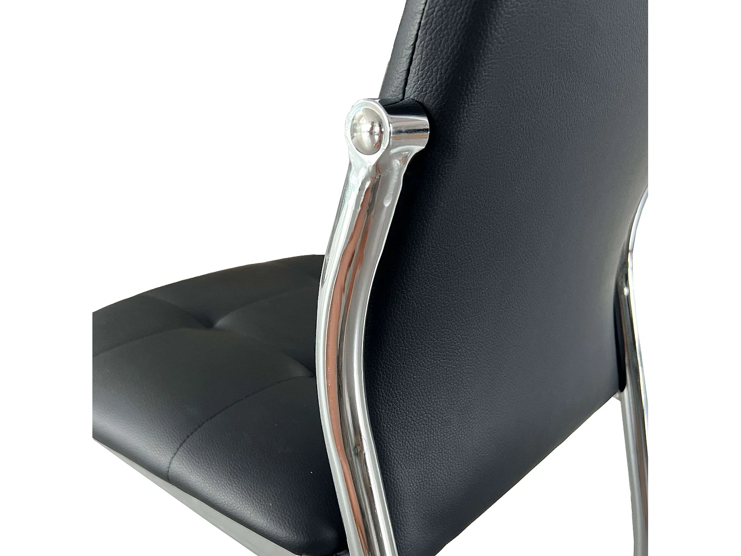 Pack de 4 Sillas de Comedor Salón Laci, Polipiel Cromadas Negro 45x101x51 cm