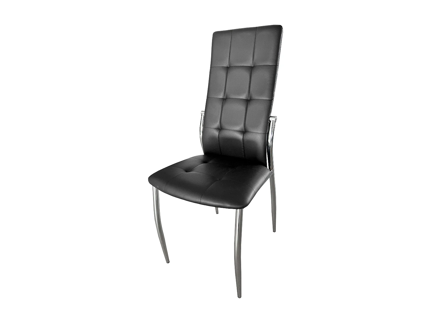 Pack de 4 Sillas de Comedor Salón Laci, Polipiel Cromadas Negro 45x101x51 cm