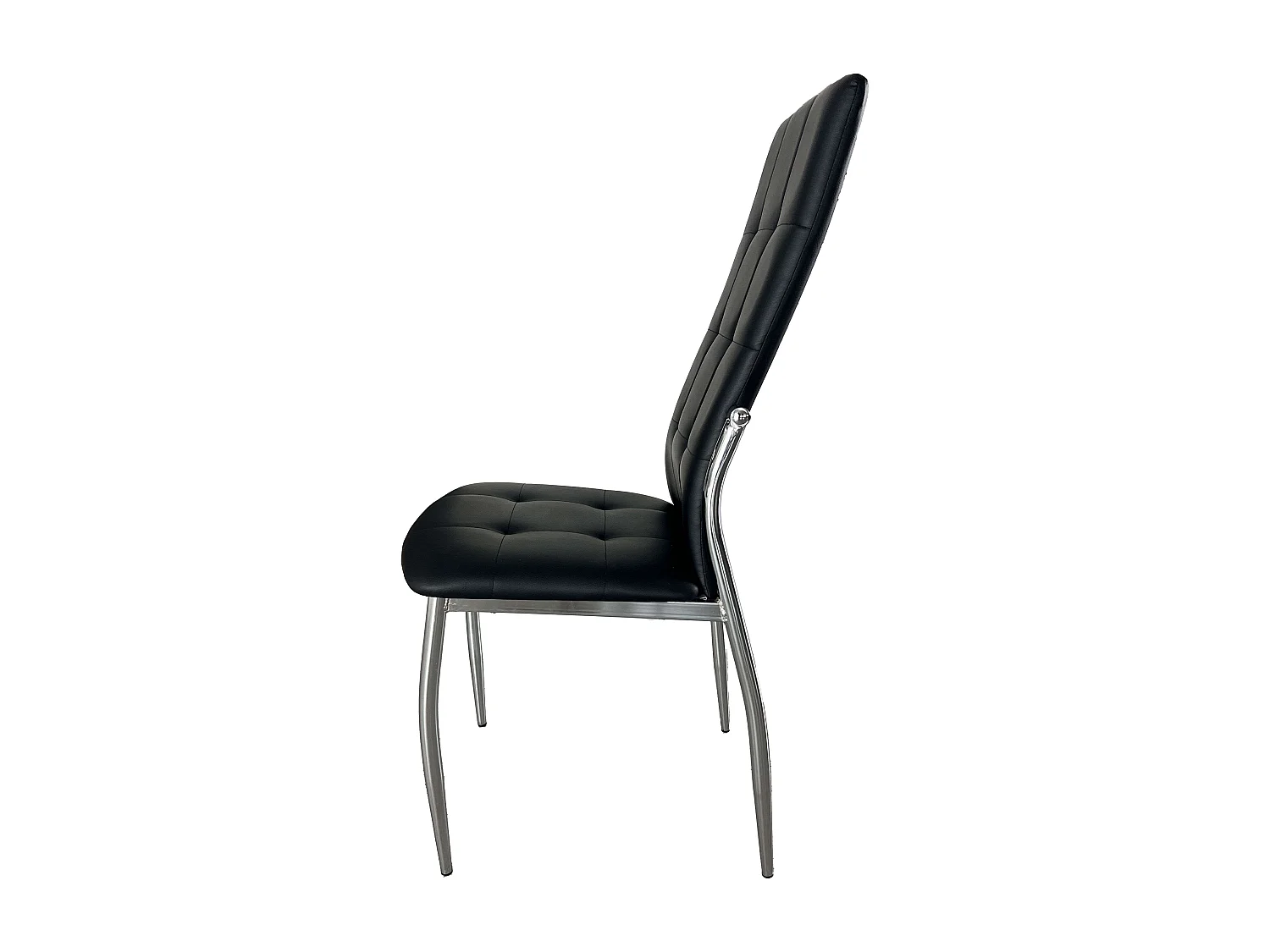 Pack de 4 Sillas de Comedor Salón Laci, Polipiel Cromadas Negro 45x101x51 cm