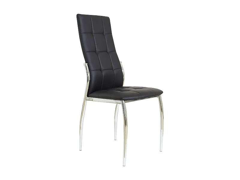 Pack de 4 Sillas de Comedor Salón Laci, Polipiel Cromadas Negro 45x101x51 cm