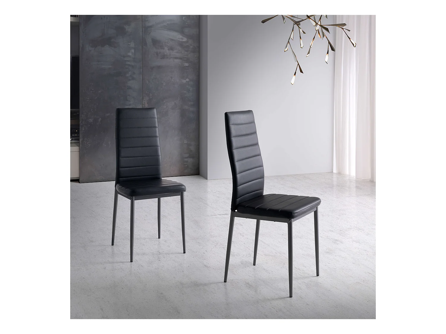 Pack de 4 Sillas negras para Salón Comedor, Sillas Avat Estilo Moderno 43x93x43 cm