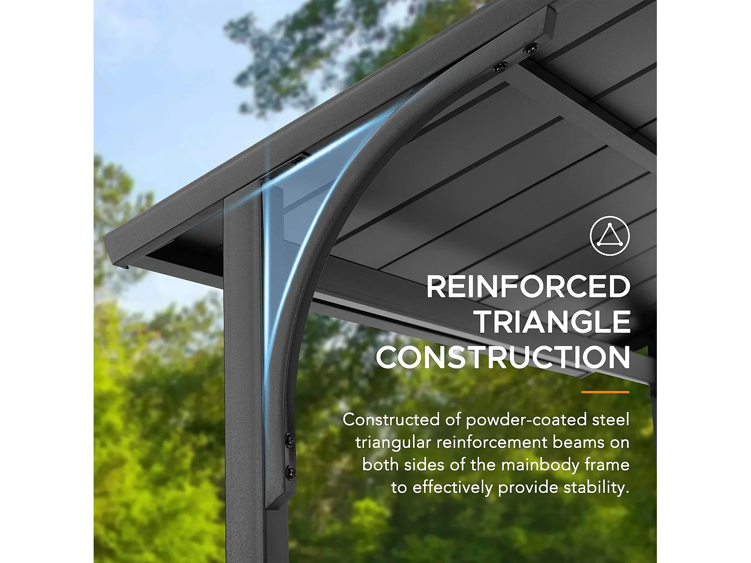 Gazebo grill à toit rigide avec crochets et étagères de bar ECRINS 242 cm x 153 cm