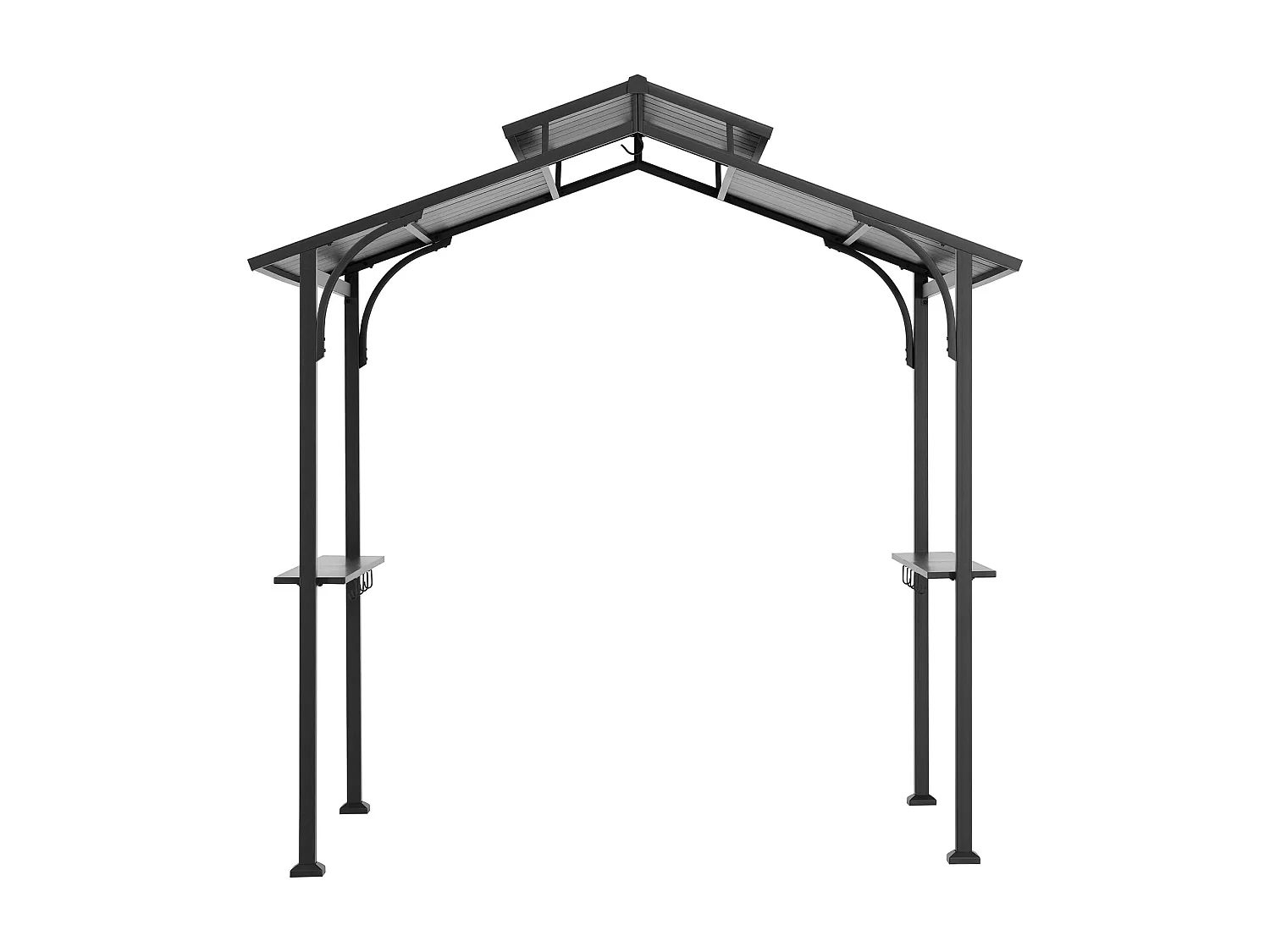 Gazebo grill à toit rigide avec crochets et étagères de bar ECRINS 242 cm x 153 cm