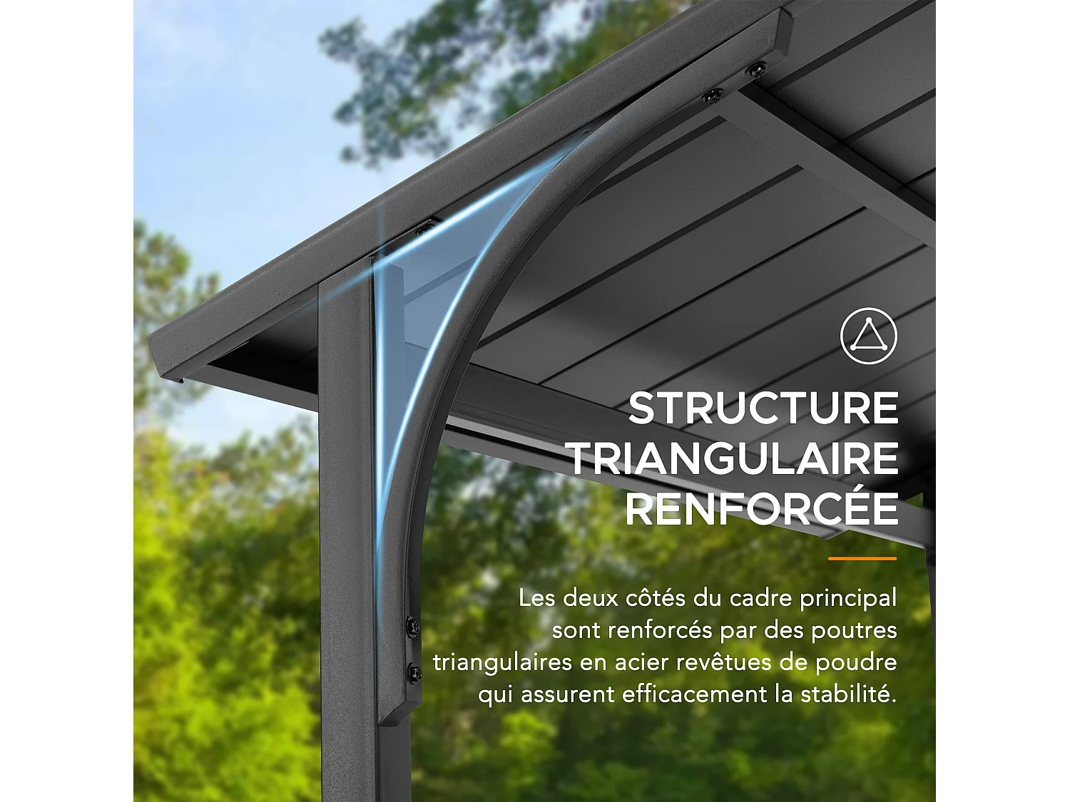 Gazebo grill à toit rigide avec crochets et étagères de bar ECRINS 242 cm x 153 cm