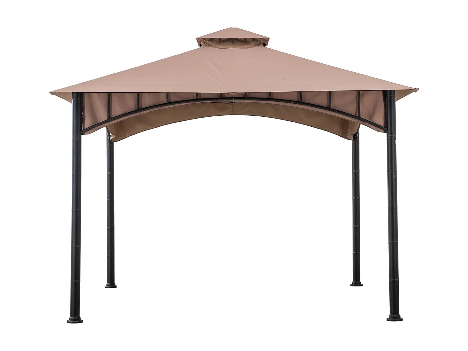 Tonnelle de jardin en acier ANETO 340cm x 340cm, toit à deux niveaux, couleur marron