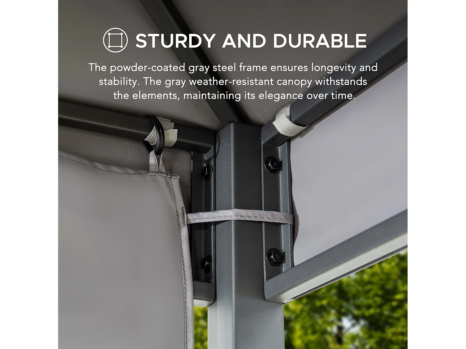 Pavillon Tonnelle de jardin en acier KABRU 220cm x 280cm, toit souple, gris