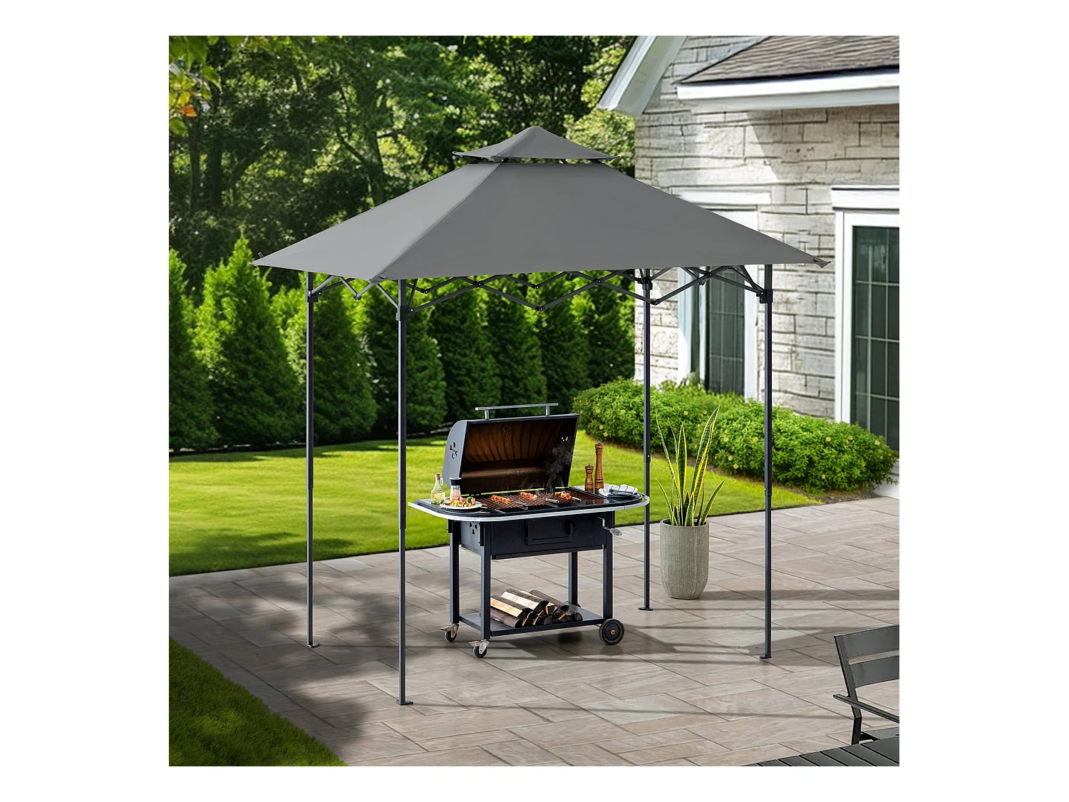 Tonnelle grill pliante avec éclairage LED magnétique et sac de transport CINTO 250x160